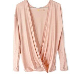 Zella Yama Long Sleeve Pastel Pink‎ Wrap Top S Balletcore Athletic Coquette